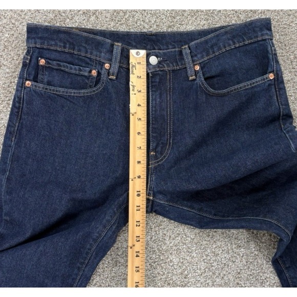 Levis Premium LOT 511 Jeans Mens 34x34 Blue Dark Wash Stretch Slim Straight Fit - Picture 11 of 12